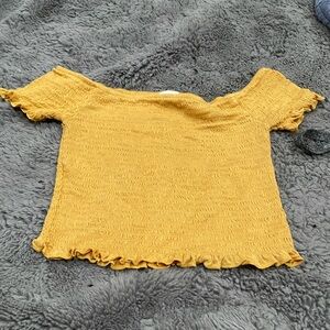 Yellow off the shoulder crop top forever 21